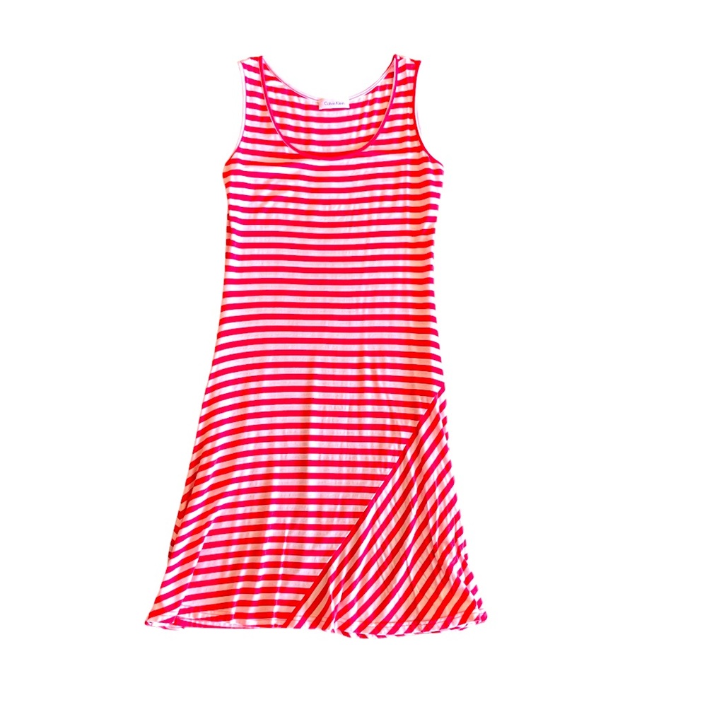 Calvin Klein Small midi dress salmon and white EUC